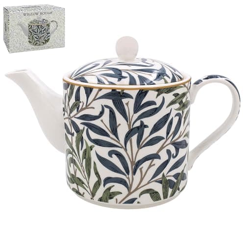 Image of Lesser & Pavey British Designed Ceramic Tea Pot | Large Teapot for Serving Hot Drinks | Tea Pots for All Family Sizes - William Morris, Willow Bough