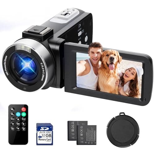 Image of Aroeally Camcorder Video Camera 4K, 42MP Vlogging Camera for YouTube with 18X Digital Zoom, 3.0" 270° Flip Screen, Includes 32GB SD Card, 2 Batteries, Remote, Webcam Mode