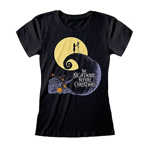 Image of The Nightmare Before Christmas Womens/Ladies Group Jack and Sally Fitted T-Shirt (XL) (Black)