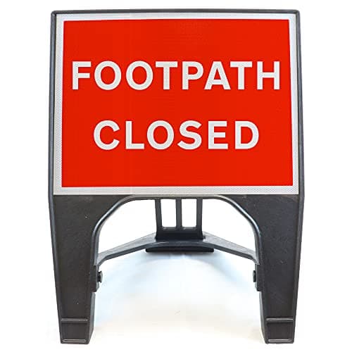 Image of Footpath Closed 600x450mm Road Sign - Plastic Temporary Road Street Traffic Safety Sign for Road and Street Works - Freestanding with Reflective Sign Face