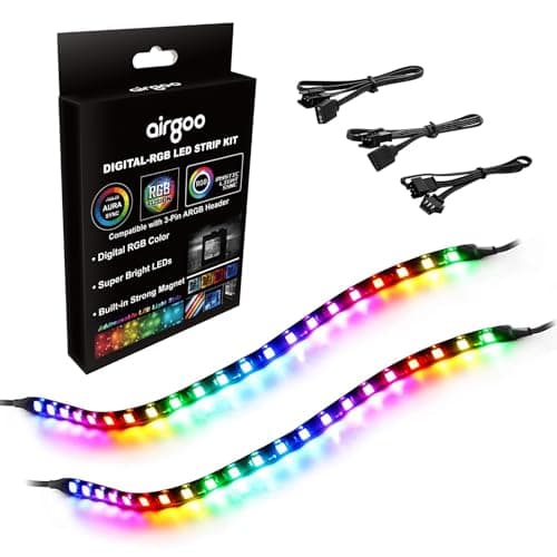 Image of airgoo Addressable RGB PC LED Strip, 13.78 x 0.39 x 0.12 inches Clear Silicone Covering, for 5V 3-pin argb Header or AG-DRGB16 SignalRGB Controller(Not Included), Built-in Magnets, Easy to Install