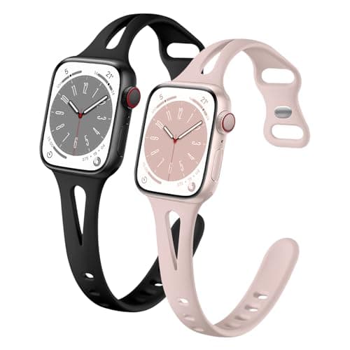 Image of Slim Soft Silicone Band Compatible for Apple Watch 38mm 40mm 41mm 42mm, Recycled Plastic Breathable Replacement Sport Strap for iWatch Series 10 9 8 7 6 5 4 3 2 1 SE Women Men