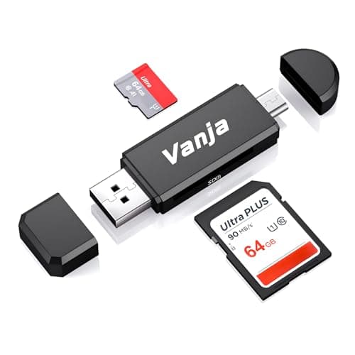 Image of Vanja SD/Micro SD Card Reader, Micro USB SD Card Adapter and USB to SD Memory Card Reader OTG Device for SDXC, SDHC, SD, MMC, RS-MMC, Micro SDXC, Micro SD, Micro SDHC Card, Support UHS-I Card