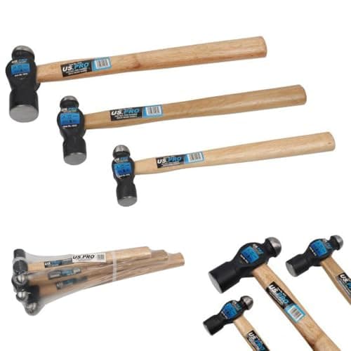 Image of US PRO Ball Pein Hammers Set, Beech Wood Handle, 3-Piece