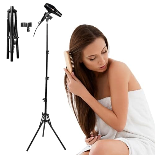 Image of TOEVE Adjustable Hair Dryer Stand,Hands Free Blow Hair Dryer Holder Stand Aid with 360 Deg Rotation, Adjustable Hair Dryer Stand with Tripod and Universal Clip,For Dog Grooming