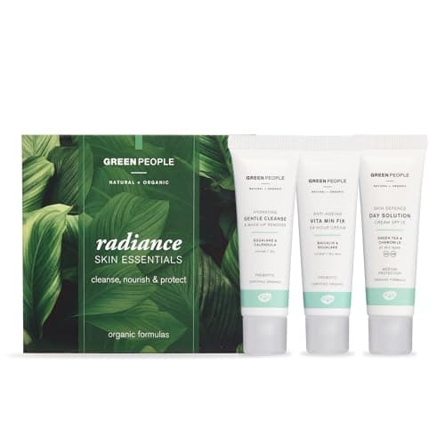 Image of Green People Radiance Skin Essentials Set - Natural & Organic 3-Step Routine - Skincare Gift - Vegan, 3 x 30ml