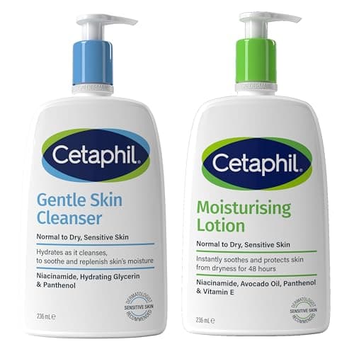 Image of Cetaphil Gentle Skin Cleanser 236ml + Moisturiser Face & Body Lotion 236ml Skincare Set, For Normal to Dry Skin & Sensitive Skin
