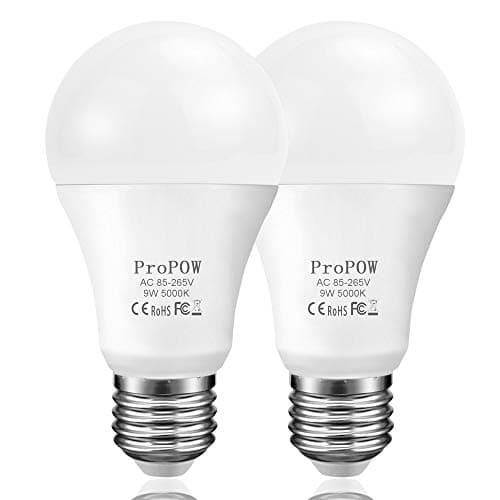 Image of ProPOW Dusk to Dawn Light Bulb, 9W (60 Watt Equivalent) A19 LED Light Sensor Bulbs, Smart Automatic on/Off,Indoor/Outdoor Lighting Bulb for Porch Garage Hallway Patio (Daylight White, E27, 2 Pack)