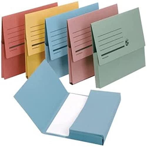 Image of 5 Star A4 Document Wallet Half Flap Folder 285gsm 32mm Assorted Colours (Pack of 50)