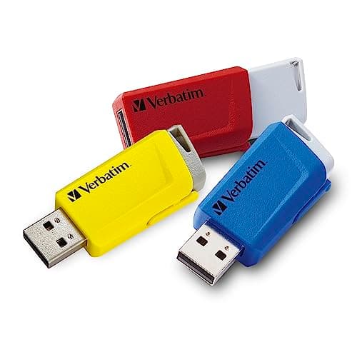 Image of VERBATIM Store 'n' Click USB-Stick 3x - USB 3.2 Gen1 - 16GB - memory-stick with locking-mechanism - USB-3 stick - external storage for laptop notebook & co - up to 5Gbit/s - red blue yellow