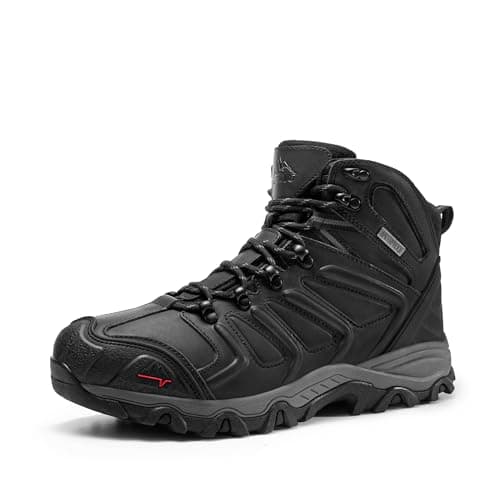Image of NORTIV 8 Men's Ankle High Waterproof Boots Hiking Boots Men Walking Boots Mens Backpacking Trekking&Hiking Footwear,Size 7,Classic Black,160448_M-L