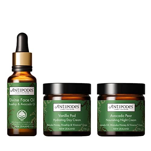 Image of Antipodes® Anti-Aging Trio – Collagen Cream – Anti-Aging Serum – Moisturiser for Dry Skin - Natural Skincare Set