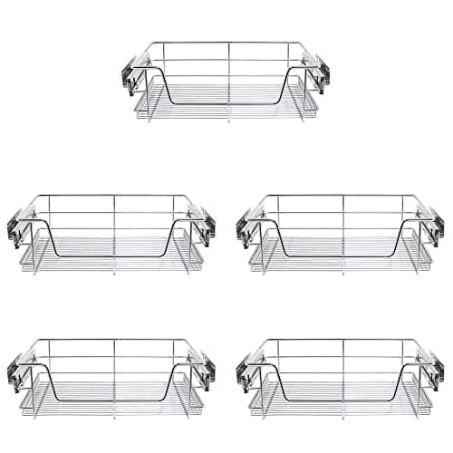 Image of KuKoo 5 x Kitchen Pull Out Soft Close Heavy Duty Baskets, 600mm Wide Cabinet, Slide Out Wire Storage Drawers, Pull-Out Organiser Metal