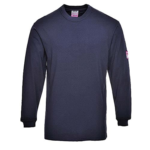 Image of Portwest FR11 Modaflame Knit FR Long Sleeve T-Shirt Flame-Resistant Anti-Static Heat Protection Soft Breathable Workwear CE-Certified for Safety Compliance, Navy, XXXL