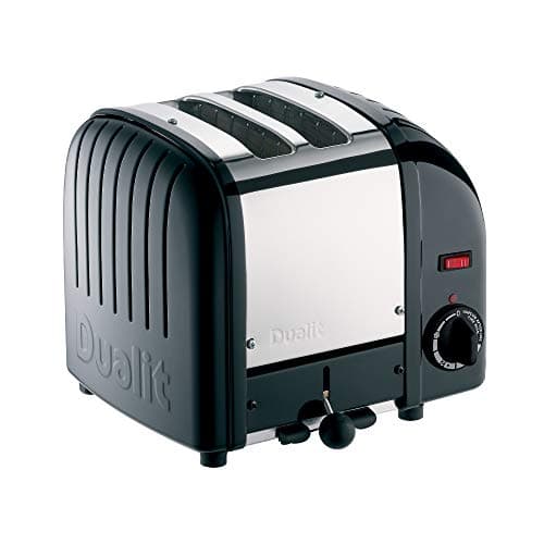 Image of Dualit Classic 2 Slice Vario Toaster, Stainless Steel, Hand Built in the UK, Replaceable ProHeat Elements, Defrost Bread, Mechanical Timer, Replaceable Parts, Black, 20237