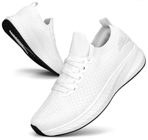 Image of Puweco Womens Trainers Running Shoes Breathable Lightweight Non Slip Walking Shoe Casual Tennis Gym Jogging White