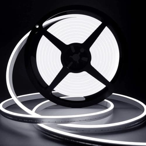 Image of Lamomo Outdoor LED Strip Light 5m,6000K Waterproof Silicone Flexible LED Neon Rope Strips,12V Dimmable White Strip Lights for Kitchen Bedroom Garden Outdoor Indoor Decoration (Power Adapter Included)