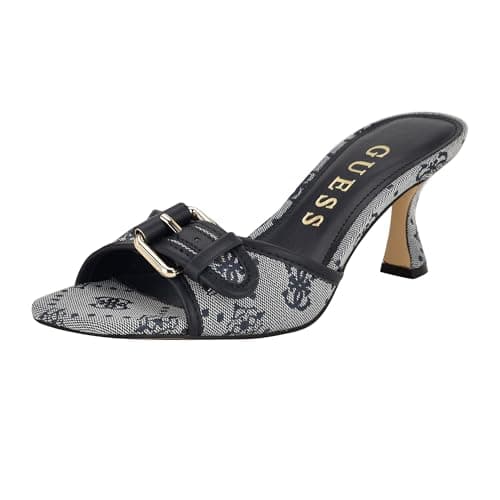 Image of GUESS Women's Dista Heeled Sandal, Dark Blue Logo 400, 7 UK