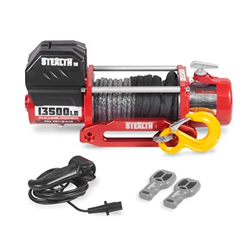 Image of Stealth Winches V2 13500lb Wireless Recovery Budget Electric Winch High-Power Motor, Full Steel Gearing, Heavy Duty Sealed Solenoid, 2 Wireless Remotes, User-Friendly (12 Volt - Synthetic Rope)