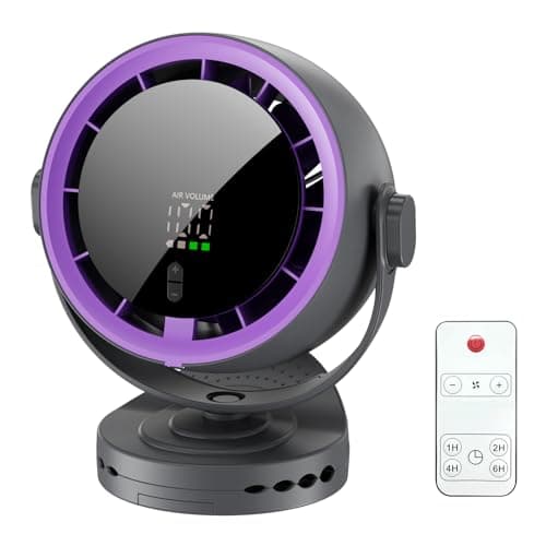 Image of Clip on Fan, Desk Fans & Wall Mount 3-in-1 Design, Rechargeable 5000mAh USB Fan with Remote, 5 Speeds & 4 Timer, Dual 360° Rotation, Small Table Fans for Bedroom, Kitchen, Office, Grayish Purple