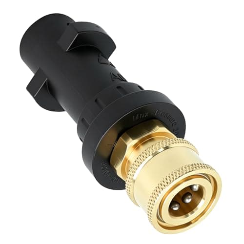 Image of Brass Pressure Washer Gun Adapter with 1/4 Inch Quick Connect Female Fitting, Compatible with Karcher K Series K2 K3 K4 K5 K6 K7 High Pressure Washer Accessories for Car Wash and Patio Cleaning