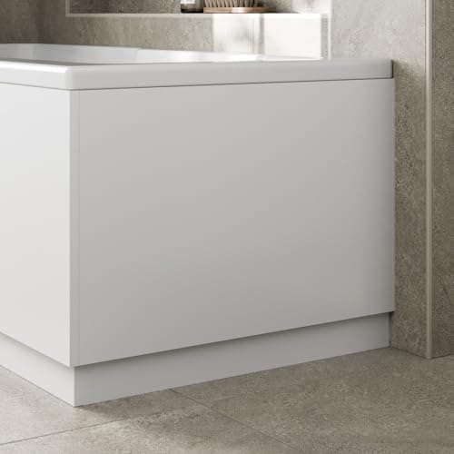 Image of Baystone Modern 750mm End MDF Bath Panel 18mm Wooden Panels for Bathroom Baths Soaking Tubs, Adjustable Plinth, Easy to Cut, White Gloss