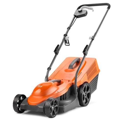 Image of Flymo SimpliMow 320V Wheeled Electric Lawnmower - 1300 W Motor, 32 cm Cutting Width, 30 Litre Grass Box, Soft Grip Handles, Orange and Grey