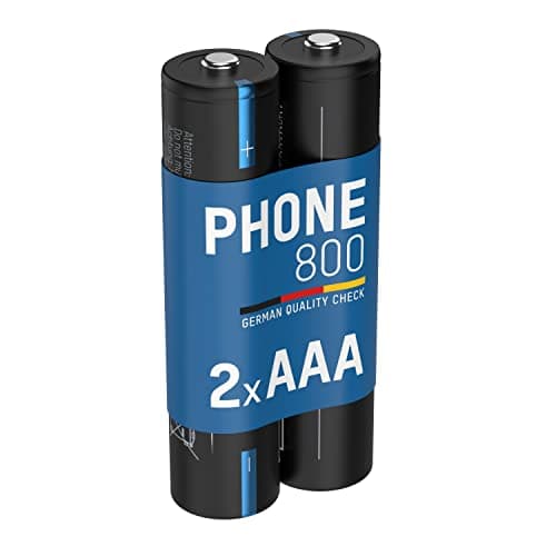 Image of ANSMANN telephone battery AAA 800mAh NiMH 1.2V - Phone DECT Micro AAA batteries rechargeable with low self-discharge ideal for cordless phones and baby monitors (2 pieces)