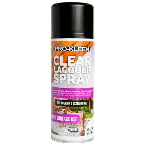 Image of Pro-Kleen Clear Lacquer Spray - Protects and Seals - for Metal, Wood, Plastics & Ceramics - Fast Drying Formula for Interior and Exterior Surfaces - Clear, Durable & Flexible - (Gloss, 400ml)