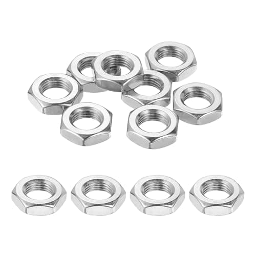 Image of sourcing map M12x1mm Hex Nuts, 12Pcs 304 Stainless Steel Metric Fine Thread Hexagon Lock Nuts Fasteners for Machinery Automotive Industrial Use, 18mm / 0.71" Width 6mm / 0.24" Height