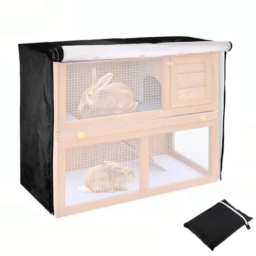Image of MerwDeeyt Black Rabbit Hutch Cover 48 Inch Double Hutches Cover Windproof Outdoor Rabbit Hutches Covers for Guinea Pig Cage Small Animal-122x50x105cm