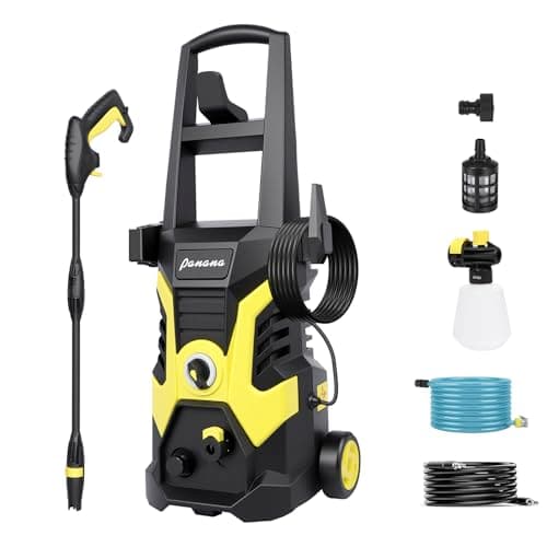 Image of Panana High Pressure Washer 1800W 135 Bar, Electric Jet Washer with Foam Cannon, Adjustable Nozzle, 5m Hose & 5m Power Cord, Portable Power Washer for Car, Patio, Driveway, Fence & Garden Cleaning