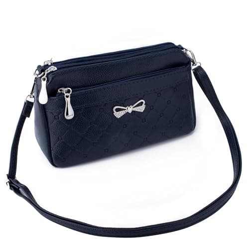 Image of FULEI Crossbody Bag for Women Sliver Hardware Small Ladies Handbag Shoulder Purse Navy Blue