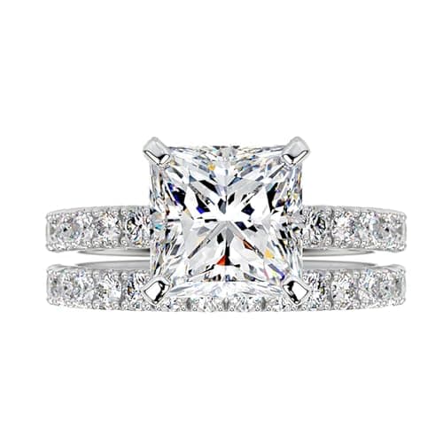 Image of YDD 9ct/14ct/18ct Solid Gold Moissanite Engagement Ring Sets, 1-2 CT Center Princess Cut Bridal Rings Set for Women Girlfriend Her Wedding Anniversary H-V (925 Sterling Silver)