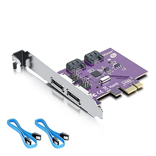 Image of 10Gtek 2 Port eSATA3.0 or 2 Port SATA3.0 PCIe SATA Expansion Card, PCIe 2.0 x1 Non-Raid Controller Card with ASMedia ASM1061, Support SSD and HDD, Support Windows 10/11, Linux, VMware