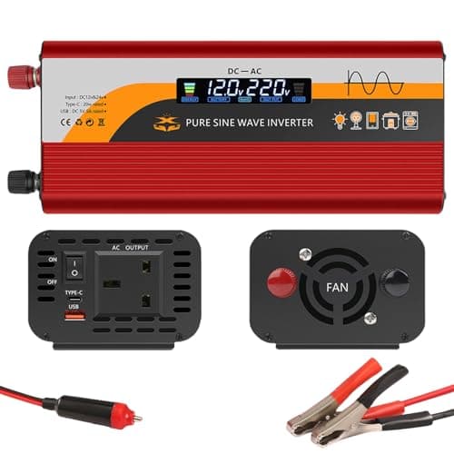 Image of 2000W Inverter 12V/24V to 220V Pure Sine Wave Inverter 12V Power Inverter with Type C, USB, Socket Car Adapter, Bekasa Car Power Inverter for Vehicles with Digital Display for Travel, Camping, RV