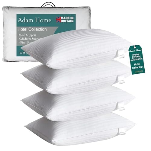 Image of Adam Home Pillows 4 Pack Hotel Quality Side Sleeper Bounce Back Bed Pillow Hypoallergenic & Anti Dust Mite Resistant Premium Filled Hotel Pillows Pack of 4