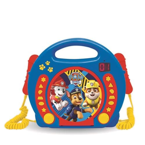 Image of Lexibook Paw Patrol Chase Marshall, Karaoke CD Player with 2 Microphones, Programming Function, Headphones Jack, for Kids, with Power Supply or Batteries, Blue/Red, RCDK100PA
