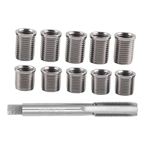 Image of Yosoo Health Gear Spark Plug Thread Repair Kit, M10x1.0 Insert and M12x1.0 Tap for Engine Cylinder Head, Stainless Steel Rethreading Tool for Gasoline Engines Generators