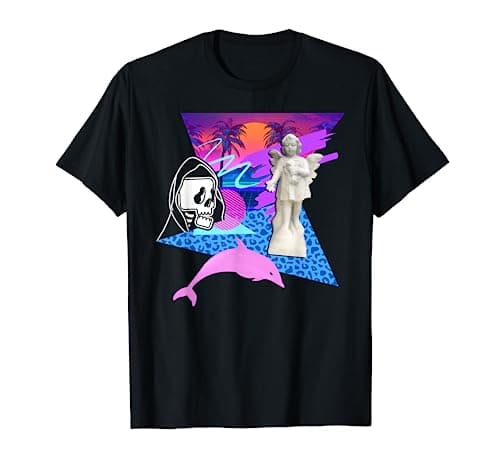 Image of Vaporwave Reaper Horror Angel Statue Dolphin Creepy Palm T-Shirt