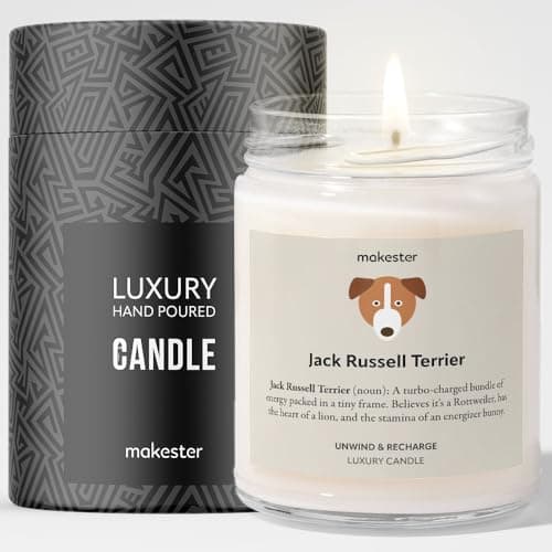 Image of Jack Russell Terrier Gifts - Luxury Soy Wax Candle - Vanilla, Jasmine, Sugared Almond - Makester
