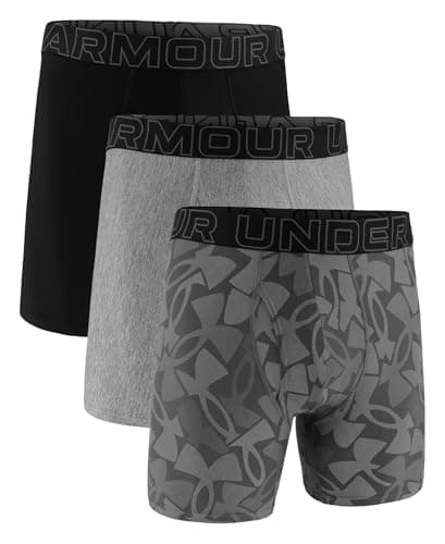 Image of Under Armour Men's Performance Tech Boxerjock Slip, 15,2 Cm Innennaht, Ganztägiger Komfort und Weich Boxer Briefs, Steel Logo Print, Pack of 3, L