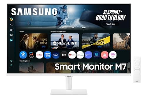 Image of Samsung LS32FM703UUXXU 32" 4K Ultra HD HDR10 Smart Monitor with Speakers - White - 3840x2160, USB-C, HDMI, WiFi, Bluetooth, Smart Hub for TV streaming, Catch Up Apps and Gaming Hub