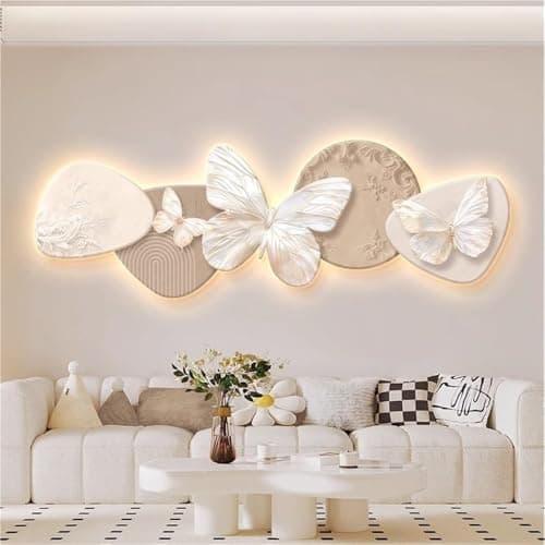 Image of 3D Butterfly LED Wall Art, Textured Multicolor Pattern Wall Decor with Warm Light, Abstract Painting for Living Room Bedroom