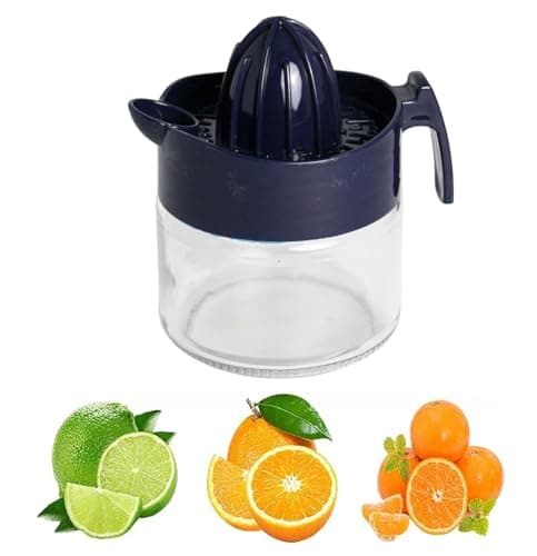 Image of Best House | Lemon Squeezer | Manual Lemon Citrus Juicer | 300ml | DARK BLUE | Multifunctional Glass Fruit Juicer | Lemon Lime Orange Citrus Squeezer Manual Hand Press Juice (Pack of 1)