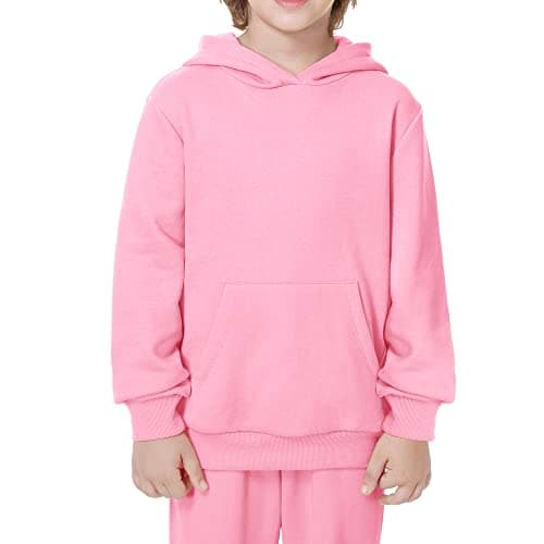 Image of Kid Nation Kids' Soft Brushed Fleece Casual Basic Pullover Hooded Sweatshirt Hoodie for Boys or Girls M Seashell Pink