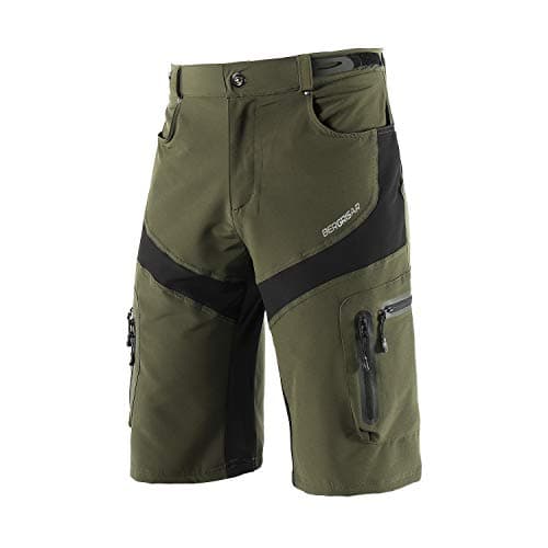 Image of BERGRISAR Men's Cycling Shorts MTB Mountain Bike Shorts Loose Fit with 6 Pockets 1806BG Army Green Size X-Large