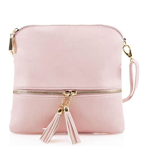 Image of Jamie Bags Mini Crossbody Bags for Women, leather phone bag with long bag strap, Multipurpose Ladies Handbags & shoulder bags with Tassel (Baby Pink)