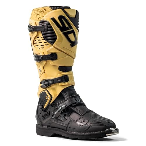 Image of SiDI Offroad Motorcycle Boots, CROSSFIRE 3 Men's Professional Motocross Boots, Adjustable and Replaceable Buckles, Flexible System, Hyper Extension Block, Yellow, Black, 43 EU