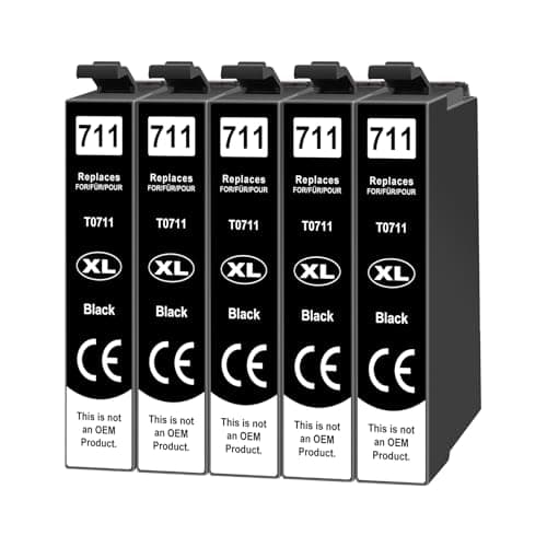Image of Yowell 5X T0711 Printer Cartridges Compatible with Epson T0711 T0715 Black for Stylus BX300F SX610FW SX600FW SX510W SX400 SX410 SX415 SX100 SX200 SX210 SX215 SX218 DX4400 DX7400